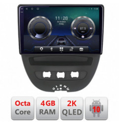 Navigatie dedicata Edonav Citroen C1 Peugeot 107 Toyota Aygo 2005-2014  Android ecran Qled 2K Octa core 4+32 KIT-C1+EDT-E410-2K