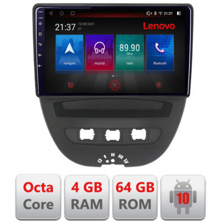 Navigatie dedicata Lenovo Citroen C1 Peugeot 107 Toyota Aygo 2005-2014  Android radio gps internet Octa Core 4+64 LTE KIT-C1+EDT-E510-PRO
