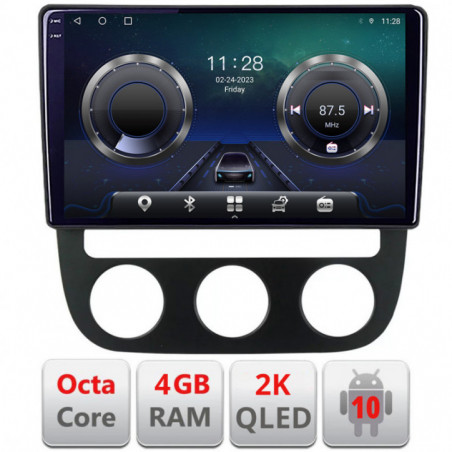 Navigatie dedicata Edonav VW Golf 5 2004-2010 clima automatica  Android ecran Qled 2K Octa core 4+32 KIT-golf5-automatic+EDT-E409-2K