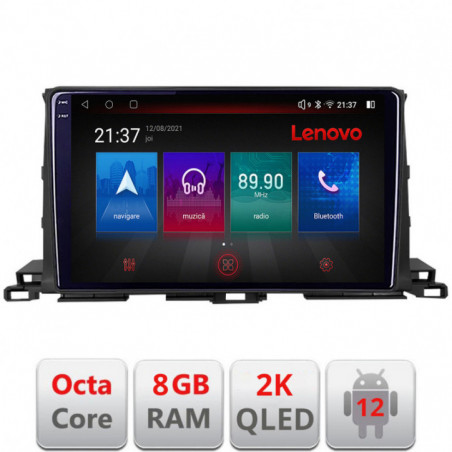 Navigatie dedicata Lenovo Toyota Highlander 2013-2018 Octacore, 8 Gb RAM, 128 Gb Hdd, 4G, Qled 2K, DSP, Carplay AA, 360,Bluetooth