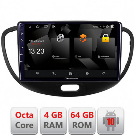 Navigatie dedicata Nakamichi Hyundai I10 2007-2013 Android Octa Core 720p 4+64 DSP 360 camera carplay android auto