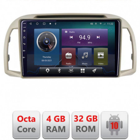 Navigatie dedicata Edonav Nissan Micra 2002-2010  Android radio gps internet Octa core 4+32 KIT-micra2003+EDT-E409