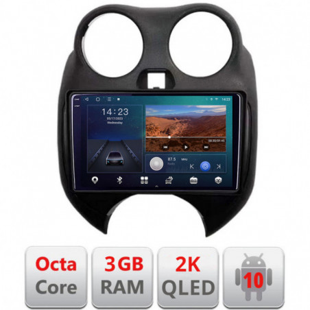 Navigatie dedicata Nissan Micra 2010-2014  Android ecran Qled 2K Octa Core 3+32 carplay android auto KIT-micra2010+EDT-E309v3v3-2K