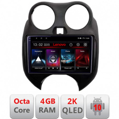 Navigatie dedicata Lenovo Nissan Micra 2010-2014 , Octacore Qualcomm, 4Gb RAM, 64Gb Hdd, 4G, Qled 2K, DSP, Carplay, Bluetooth