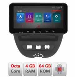 Navigatie dedicata Lenovo Citroen C1 Peugeot 107 Toyota Aygo 2005-2014  Android radio gps internet Octa Core 4+64 LTE ecran de 10.33' wide KIT-C1+EDT-E511-pro