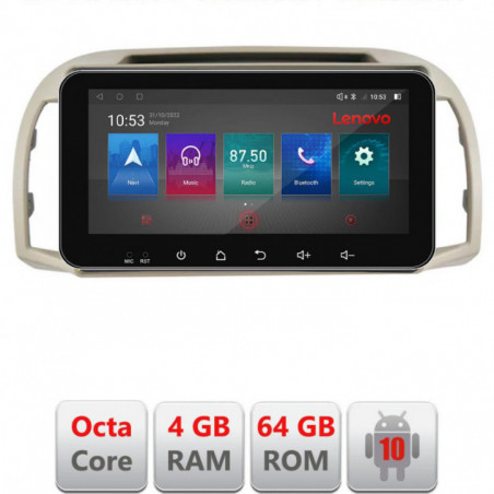 Navigatie dedicata Lenovo Nissan Micra 2002-2010  Android radio gps internet Octa Core 4+64 LTE ecran de 10.33' wide KIT-micra2003+EDT-E511-pro