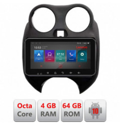Navigatie dedicata Lenovo Nissan Micra 2010-2014  Android radio gps internet Octa Core 4+64 LTE ecran de 10.33' wide KIT-micra2010+EDT-E511-pro
