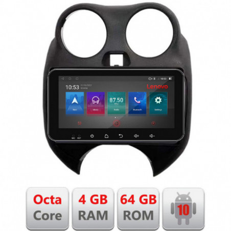 Navigatie dedicata Lenovo Nissan Micra 2010-2014  Android radio gps internet Octa Core 4+64 LTE ecran de 10.33' wide KIT-micra2010+EDT-E511-pro