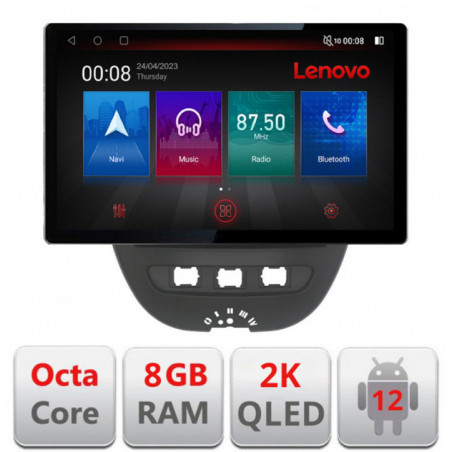 Navigatie dedicata Lenovo Citroen C1 Peugeot 107 Toyota Aygo 2005-2014, Ecran 2K QLED 13",Octacore,8Gb RAM,128Gb Hdd,4G,360,DSP,Carplay,Bluetooth