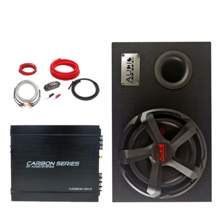 Pachet bass Audio-Systems CARBON-10-130.2, difuzor 10 inch, 25 cm, 250 watts rms, cu kit de cabluri