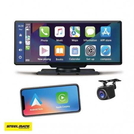 DVR Steelmate L07 dual camera monitor 10" Apple CarPlay Android Auto mirroring, 2K+FHD DVR