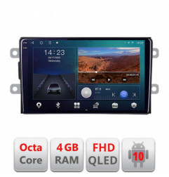 Navigatie dedicata Dacia dupa 2012 B-Dacia  Android Ecran QLED octa core 4+64 carplay android auto KIT-Dacia+EDT-E309V3