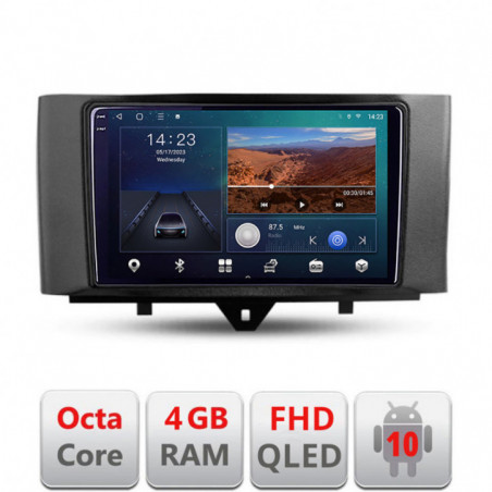 Navigatie dedicata Smart For Two 2010-2015 B-Smart10  Android Ecran QLED octa core 4+64 carplay android auto KIT-SMART10+EDT-E309V3