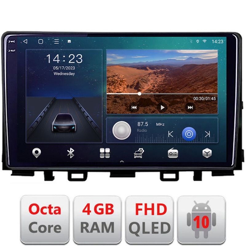 Navigatie dedicata Kia Stonic 2016-2020  Android Ecran QLED octa core 4+64 carplay android auto KIT-stonic+EDT-E309V3