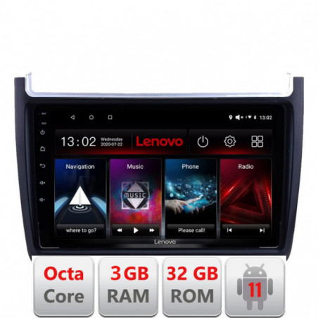 Navigatie dedicata VW Polo 2014-2017 D-655 Lenovo Octa Core cu Android Radio Bluetooth Internet GPS WIFI DSP 3+32 GB 4G KIT-655