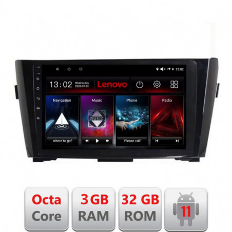 Navigatie dedicata Nissan Qashqai D-353 Lenovo Octa Core cu Android Radio Bluetooth Internet GPS WIFI DSP 3+32 GB 4G KIT-353+ED