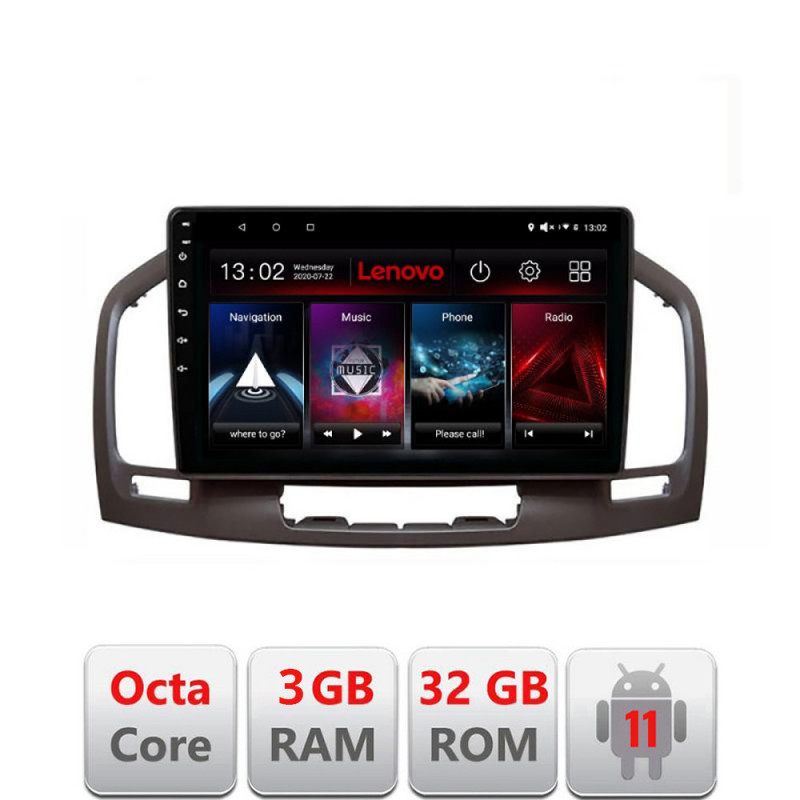Navigatie dedicata Opel Insignia 2009-2013 D-114 Lenovo Octa Core cu Android Radio Bluetooth Internet GPS WIFI DSP 3+32 GB 4G K