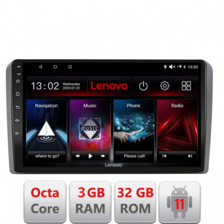 Navigatie dedicata Audi A3 8P D-049 Lenovo Octa Core cu Android Radio Bluetooth Internet GPS WIFI DSP 3+32 GB 4G KIT-049+EDT-E5