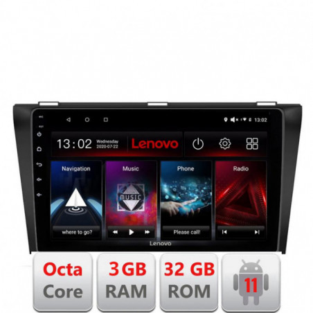 Navigatie dedicata Mazda 3 2009-2014 D-034 Lenovo Octa Core cu Android Radio Bluetooth Internet GPS WIFI DSP 3+32 GB 4G KIT-034