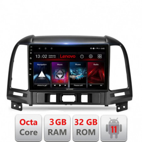 Navigatie dedicata Hyundai Santa Fe 2006-2012 D-008 Lenovo Octa Core cu Android Radio Bluetooth Internet GPS WIFI DSP 3+32 GB 4