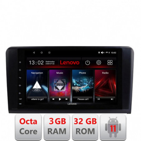 Navigatie dedicata Mercedes ML GL D-213 Lenovo Octa Core cu Android Radio Bluetooth Internet GPS WIFI DSP 3+32 GB 4G KIT-213+ED
