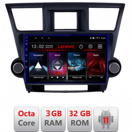 Navigatie dedicata Toyota Highlander 2007-2013 Lenovo Octa Core cu Android Radio Bluetooth Internet GPS WIFI DSP 3+32 GB 4G KIT