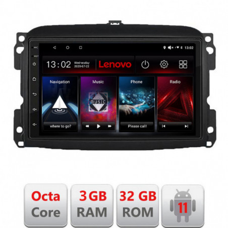 Navigatie dedicata Fiat 500 2015-2021 Lenovo Octa Core cu Android Radio Bluetooth Internet GPS WIFI DSP 3+32 GB 4G KIT-500new+E