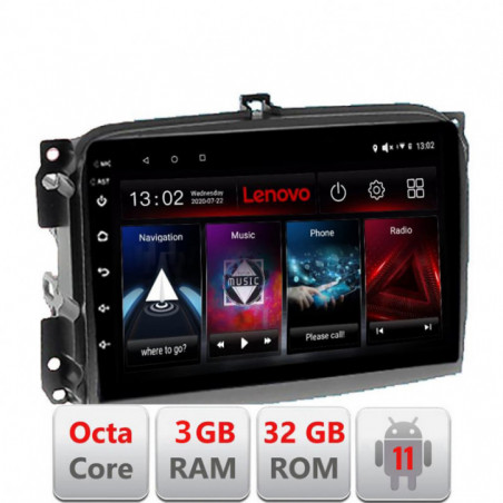 Navigatie dedicata Fiat 500L 2012-2017 D-500L Lenovo Octa Core cu Android Radio Bluetooth Internet GPS WIFI DSP 3+32 GB 4G KIT-