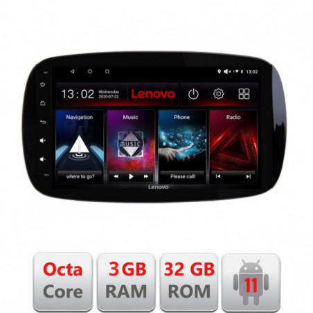 Navigatie dedicata Smart For Two 2015- D-Smart15 Lenovo Octa Core cu Android Radio Bluetooth Internet GPS WIFI DSP 3+32 GB 4G K