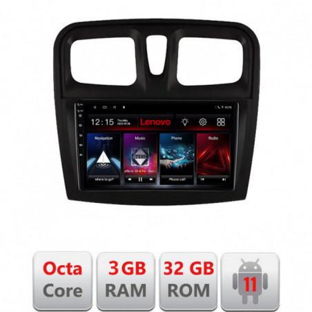 Navigatie dedicata Dacia Sandero 2012-2020 var B  Lenovo Octa Core cu Android Radio Bluetooth Internet GPS WIFI DSP 3+32 GB 4G