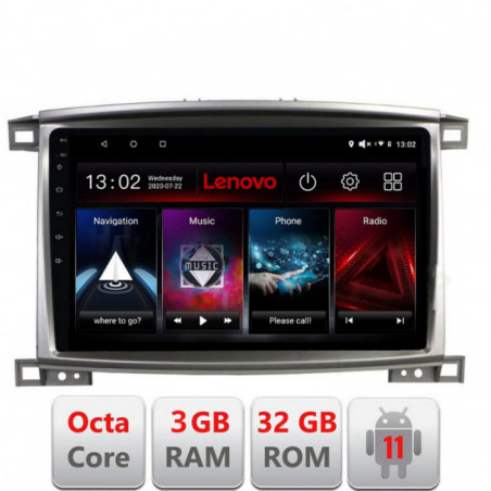 Navigatie dedicata Toyota Land Cruiser L100 2002-2008 Lenovo Octa Core cu Android Radio Bluetooth Internet GPS WIFI DSP 3+32GB
