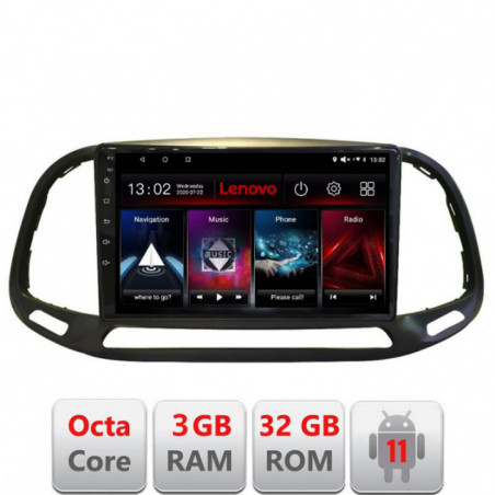 Navigatie dedicata Fiat Doblo 2015-2018 D-DOBLO15 Lenovo Octa Core cu Android Radio Bluetooth Internet GPS WIFI DSP 3+32 GB 4G