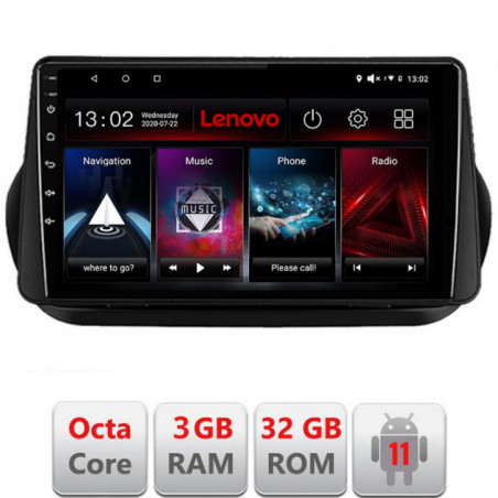 Navigatie dedicata Peugeot Bipper, Citroen Nemo, Fiat Qubo 2008-2017  Android radio gps internet Lenovo Octa Core 3+32 Kit-bipper+EDT-E510-lite