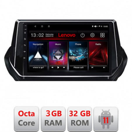 Navigatie dedicata Peugeot 2008 2020- Android radio gps internet Lenovo Octa Core 3+32 Kit-209-2020+EDT-E509-lite