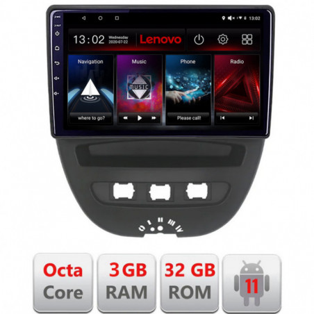 Navigatie dedicata Lenovo Citroen C1 Peugeot 107 Toyota Aygo 2005-2014  Android radio gps internet Octa Core 3+32 KIT-C1+EDT-E510