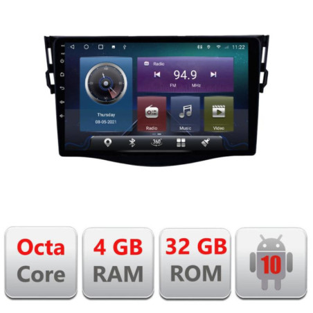 Navigatie dedicata Toyota RAV4 C-018 Octa Core cu Android Radio Bluetooth Internet GPS WIFI 4+32GB