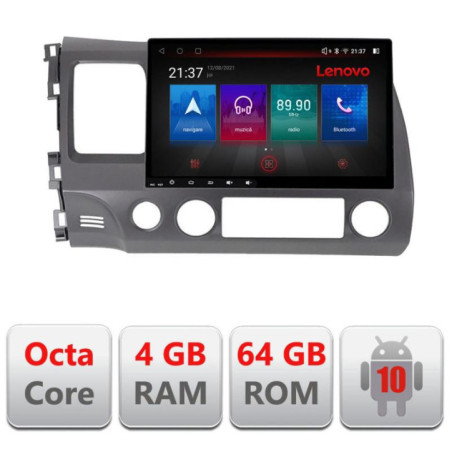 Navigatie dedicata Honda Civic 2005-2011 E-044 Octa Core cu Android Radio Bluetooth Internet GPS WIFI DSP 4+64GB 4G