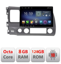 Navigatie dedicata Honda Civic 2005-2011 F-044 Octa Core cu Android Radio Bluetooth Internet GPS WIFI DSP 8+128GB 4G