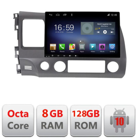 Navigatie dedicata Honda Civic 2005-2011 F-044 Octa Core cu Android Radio Bluetooth Internet GPS WIFI DSP 8+128GB 4G