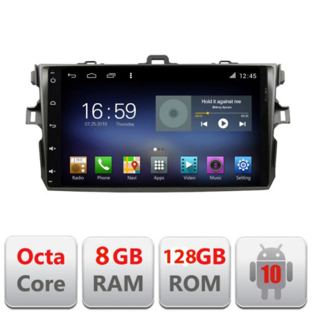 Navigatie dedicata TOYOTA Corolla 2007-2013 F-063 Octa Core cu Android Radio Bluetooth Internet GPS WIFI DSP 8+128GB 4G