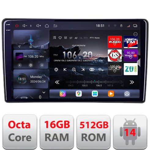 Navigatie Citroen C3 intre anii 2018- Edotec Kit-C3 8 core QLED 2K 16+512GB 360 Android Waze USB Navigatie Internet Youtube Radio