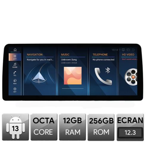 Navigatie BMW Seria 6 E63 2006-2012 cu ecran CIC, Android, Octa Core, 12+256, 12.3", Qled 2K 2400x900, Qualcomm 680