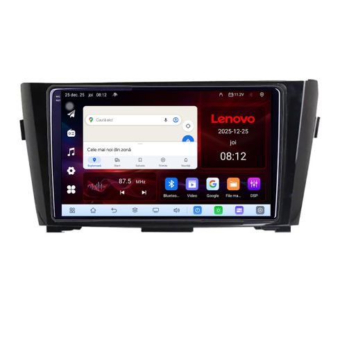 Navigatie Nissan Qashqai Lenovo Kit-353 8 Core 2.2 Ghz 8+128 Qled Incell 1K Android 360 Carplay DSP AHD 1080P ADAS 4G Wifi 5Ghz Bluetooth PRO