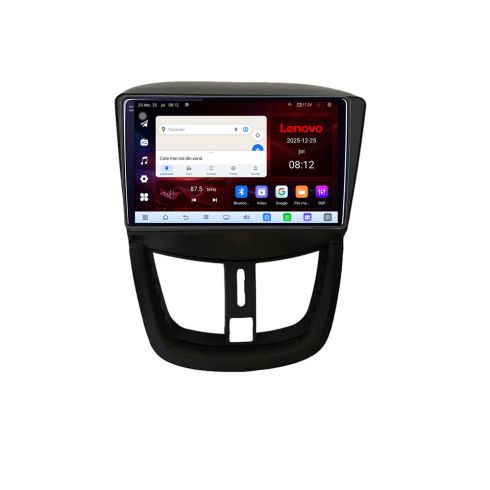 Navigatie Peugeot 207 Lenovo Kit-PE01 8 Core 2.2 Ghz 8+128 Qled Incell 1K Android 360 Carplay DSP AHD 1080P ADAS 4G Wifi 5Ghz Bluetooth PRO