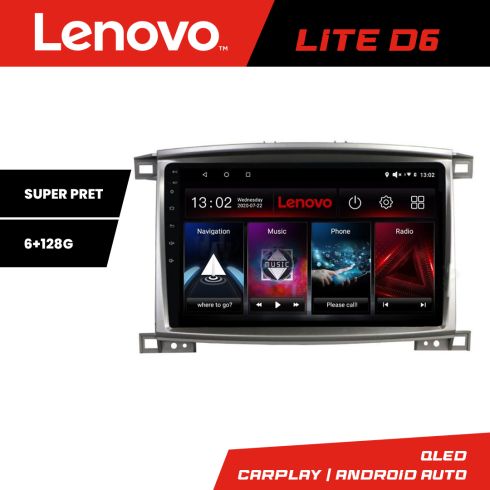 Navigáció Toyota Land Cruiser L100 2002-2008 Lenovo Kit-L100 8 magos 6+128 GB Android Waze USB Internet Navigáció Youtube Rádió