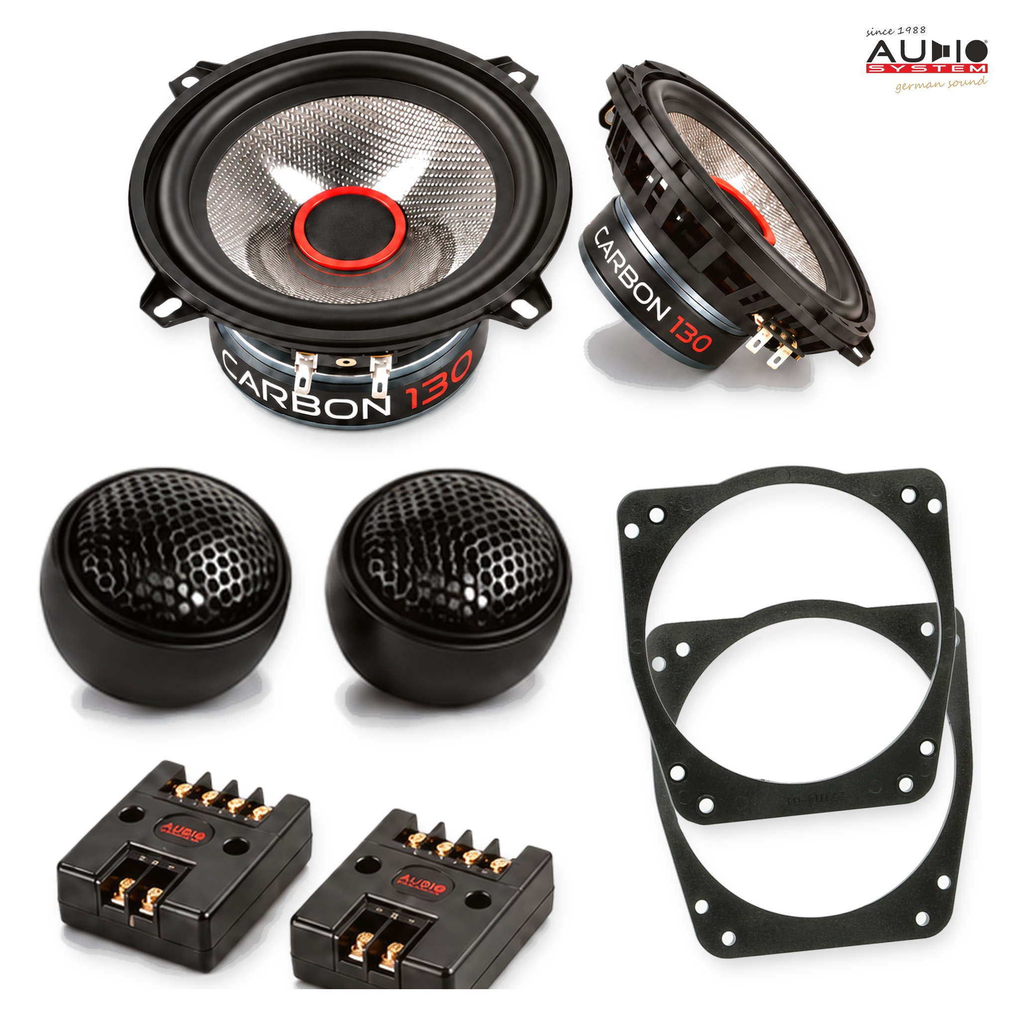Pachet difuzoare dedicate Ford Fiesta (MK3/MK4/MK5) 1989-2001 - Audio System CARBON 130 mm