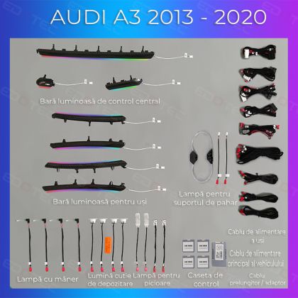 Audi A3 8V hangulatvilágítás 2013-2020 komplett telefonvezérlő szett vagy gyári rendszer