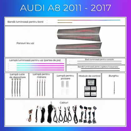 Audi A8 2011-2017 hangulatvilágítás komplett telefonvezérlő szett vagy gyári rendszer