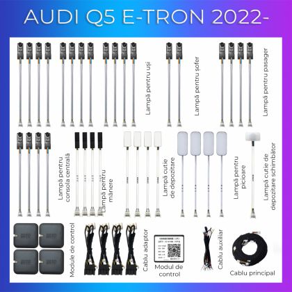 Dedikált hangulatvilágítás Audi Q5 E-Tron komplett telefonvezérlővel vagy eredeti rendszerrel