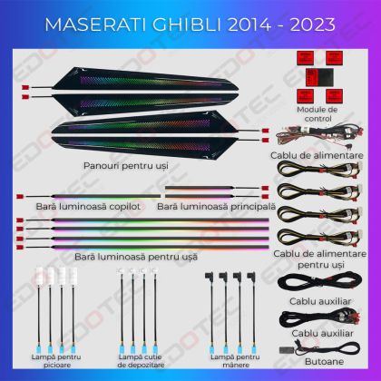 Maserati Ghibli Quattroporte 2013-2022 hangulatvilágítás komplett telefonvezérlő szett vagy gyári rendszer